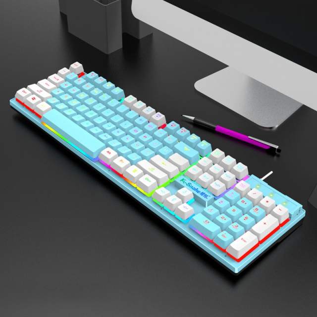 104 Keys Game Wired Mechanical Keyboard Punk Color Matching RGB Luminous Keycaps USB Gaming Mechanic Keyboards for PC Laptop