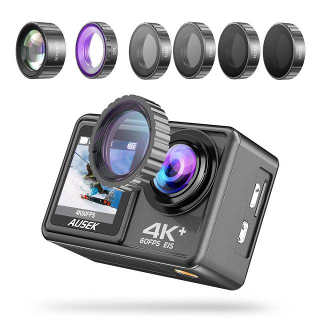 Original 4K 60FPS 20MP WiFi Action Camera 2-inch Touch Double-sided Color Screen Action Style Waterproof Sport Vlog Cam Cameras