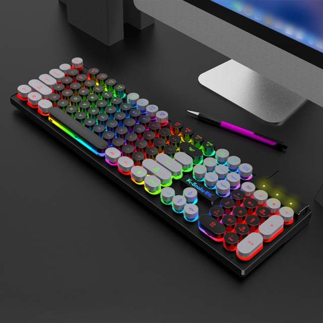 104 Keys Game Wired Mechanical Keyboard Punk Color Matching RGB Luminous Keycaps USB Gaming Mechanic Keyboards for PC Laptop