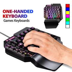 Keyboard Mouse Set 39 Keys Single Handed Mini Mechanical Keyboards RGB Backlit Keycaps for Xiaomi Huawei Smartphone PC Laptop