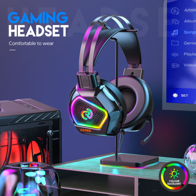 G601 RGB Gaming Wired Headphones Gamer Headsets USB Mic Noise Cancelling And Audio Control Over-Ear Sports Headphones For Overear Laptop Tablet PC