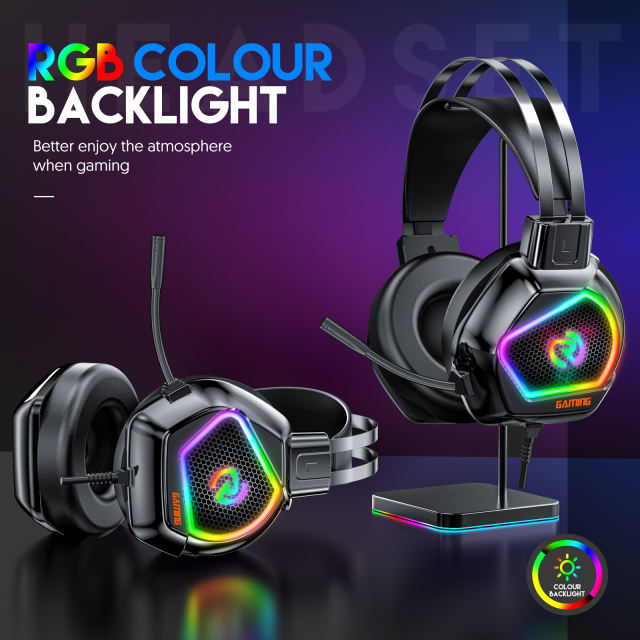 G601 RGB Gaming Wired Headphones Gamer Headsets USB Mic Noise Cancelling And Audio Control Over-Ear Sports Headphones For Overear Laptop Tablet PC