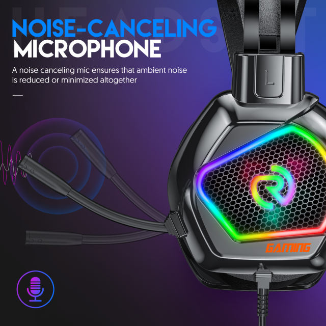 G601 RGB Gaming Wired Headphones Gamer Headsets USB Mic Noise Cancelling And Audio Control Over-Ear Sports Headphones For Overear Laptop Tablet PC