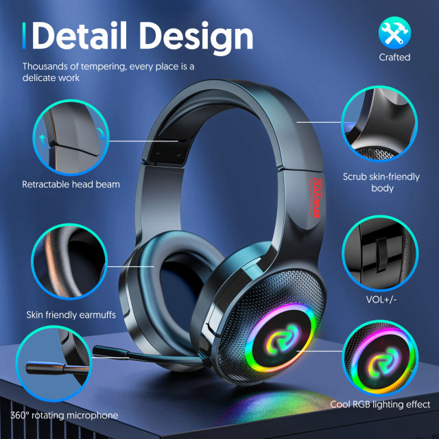 Wired PC Gaming Headsets Online Class Learning Headset RGB Light Game Earphones with Microphone for Xbox One Computer PS4 Gamer G805