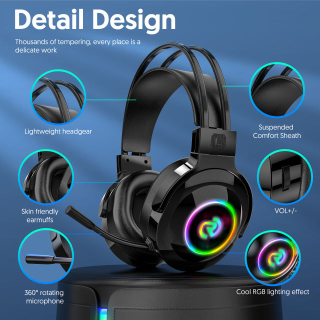 Gaming Headset Gamer 7.1 Surround Sound Rgb Light Game Headphones