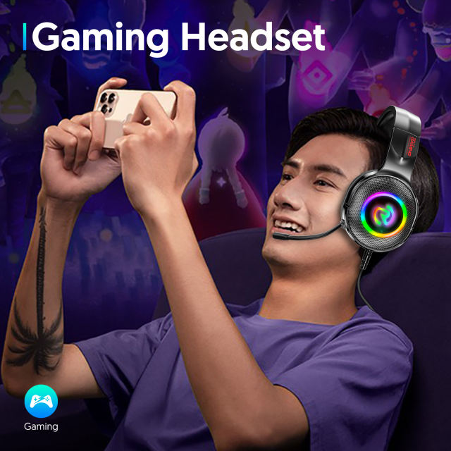 Wired PC Gaming Headsets Online Class Learning Headset RGB Light Game Earphones with Microphone for Xbox One Computer PS4 Gamer G805