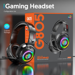 Wired PC Gaming Headsets Online Class Learning Headset RGB Light Game Earphones with Microphone for Xbox One Computer PS4 Gamer G805