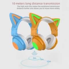 Cat Ear Wireless Bluetooth Headphones 7.1 Channel Stereo Music Game Earphone with Bilateral Mic Noise Reduction Headsets Earbuds