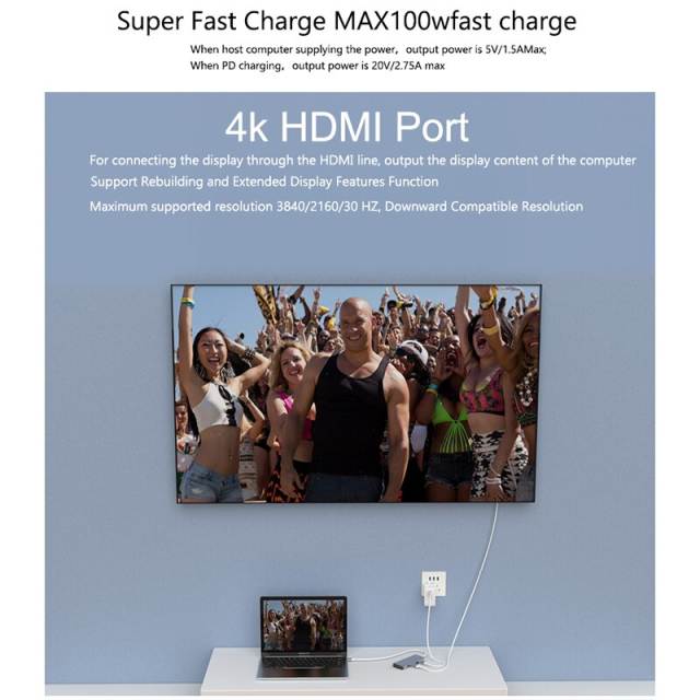 USB C Hub for Macbook Pro Multi USB 3.1 Type C Hub 3.0 2.0 SD TF USB C HDMI Adapter PD Dock for Huawei Mate 20 Pro OTG Splitter