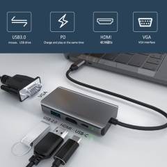 USB-C 3.1 Type C To HDMI-compatible PD USB 3.0 2.0 VGA Charging Adapter Hub for Macbook Pro Air Pc Computer Laptop Accessories