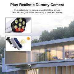 77 LED Solar Light Motion Sensor Security Dummy Camera Wireless Outdoor Flood Light IP65 Waterproof Lamp 3 Mode For Home Garden