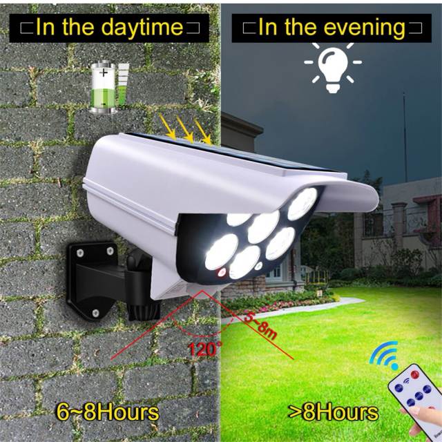 77 LED Solar Light Motion Sensor Security Dummy Camera Wireless Outdoor Flood Light IP65 Waterproof Lamp 3 Mode For Home Garden