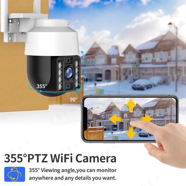 4MP IP Camera Outdoor WiFi HD 1080P H.265 CCTV Security Protection Cam AI Auto Tracking Video Surveillance System Mini Videcam