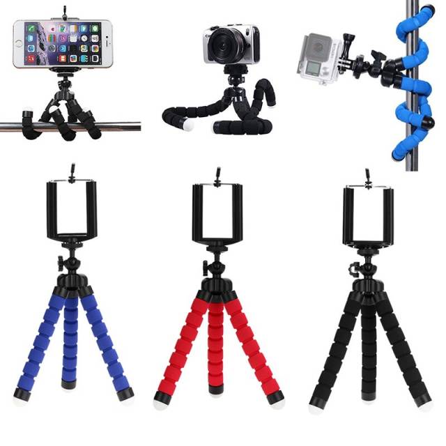 Cell Phone Tripod for Mobile Flexible Sponge Octopus Tripod for IPhone Mini Camera Tripod Phone Holder Clip Stand Photography