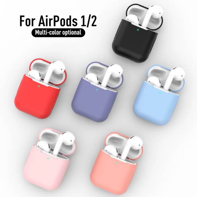 Simple Silicone Earphone Cases for Apple Airpods 1 2 Solid Color Wireless Bluetooth Headphone Protective Cover for Airpod 1/2