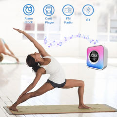 Wireless Bluetooth Speaker Bedside Lamp with LED Touch Night Light RGB Color Changing Alarm Clock Wake Up Lights for Bedroom