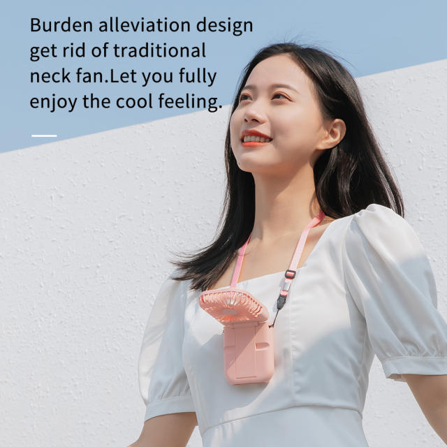 Summer Hanging Neck Fan With 3000mAh Power Bank Mini Portable Folding USB Handheld Air Condition Desk Fans Cooler
