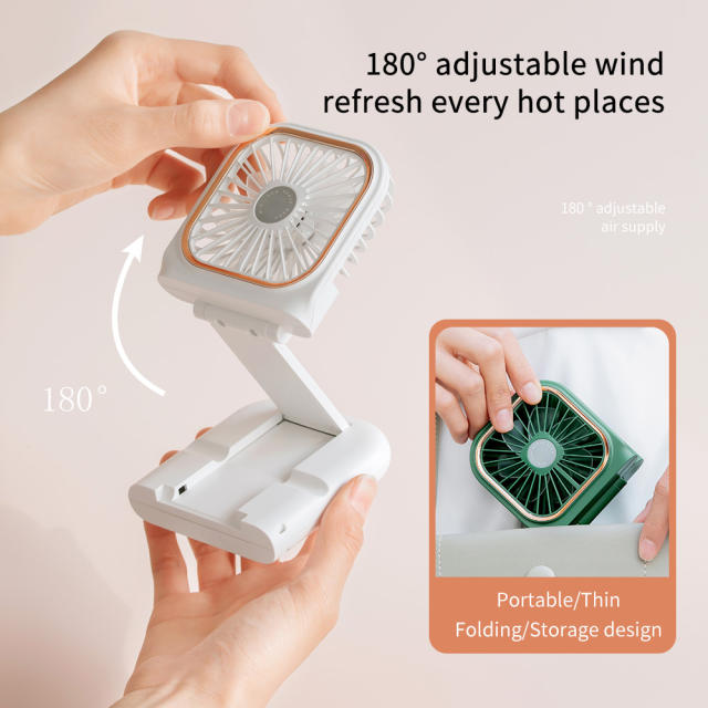 Summer Hanging Neck Fan With 3000mAh Power Bank Mini Portable Folding USB Handheld Air Condition Desk Fans Cooler
