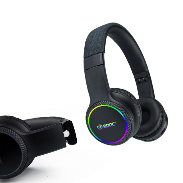 Y01 Wireless Over Ear Headphones Rainbow Lighting Sport Handsfree Earphones Foldable Gaming Headset Earbuds with Microphone