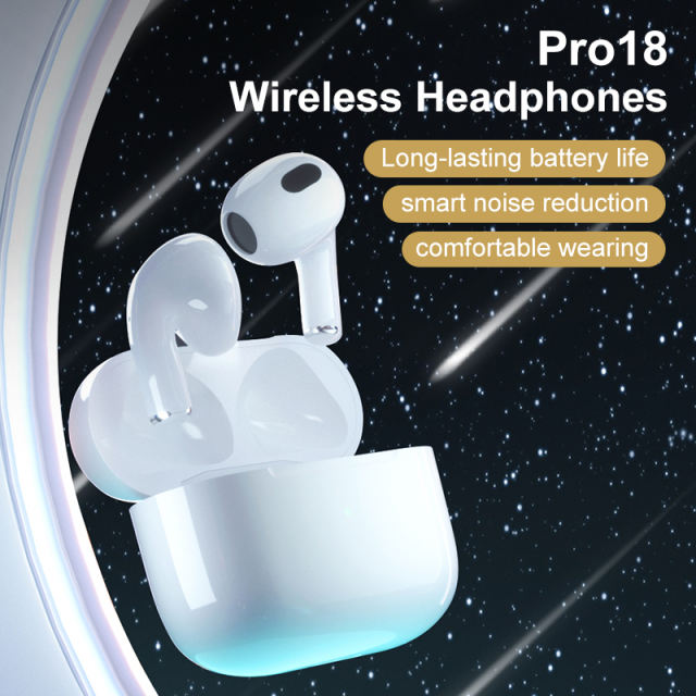 TWS Pro18 Earphone Bluetooth 5.0 Wireless Headphones for iOS/Android Earburds Sports In-Ear Stereo Waterproof Comfortable Headsets