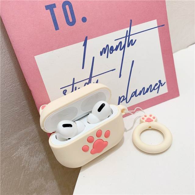 Cute 3D Cat Claw Wireless Bluetooth Earphone Case for AirPods 2 1 3 Pro AirPod Accessories Soft Silicon KeyRing Earphone Cover