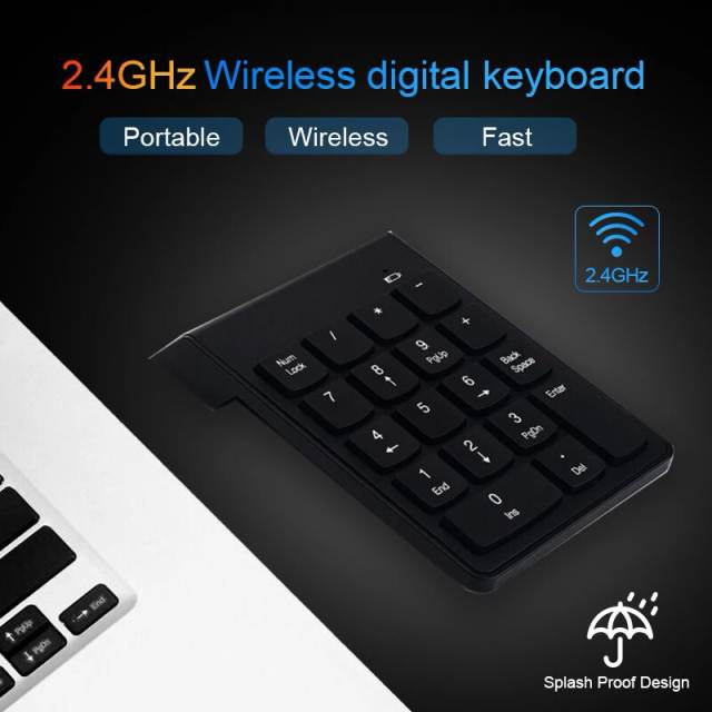 2.4GHz Wireless Numeric Keypad 18 Keys Keycaps Mini Small-Size Digital Keyboard for Accounting Teller Laptop Notebook Tablets