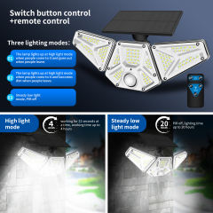 113 LED Solar Lamp PIR Motion Sensor Wall Light Outdoor Waterproof Yard Security Lamps 3 Heads Floodlight Street Lights for Garden Decoration