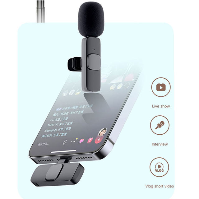 K9 Wireless Lavalier Microphone Studio Gaming for iPhone Type-C PC Computer Professional Mic Live Broadcast Mobile Phone PK