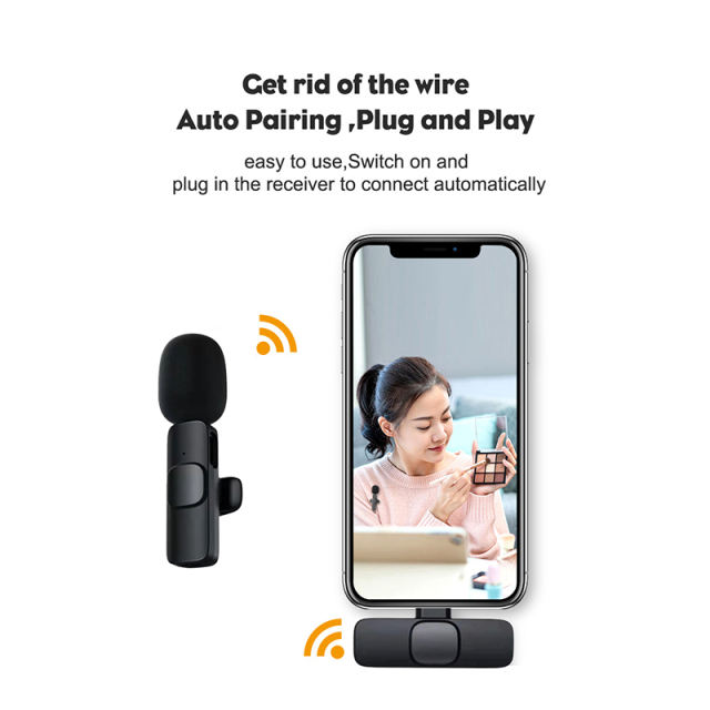 K9 Wireless Lavalier Microphone Studio Gaming for iPhone Type-C PC Computer Professional Mic Live Broadcast Mobile Phone PK