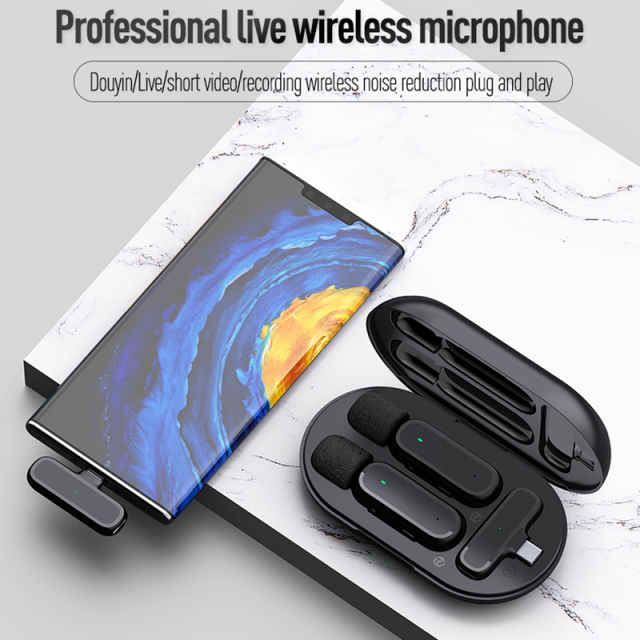 Lavalier Microphone Professional Microphone for Phone with Charging Case Noise Reduction Wireless Microphone for Pc Tiktok Vlog