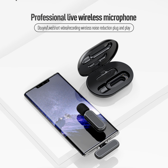 New Wireless Lavalier Microphone Audio Video Recording Noise Reduction Mic With Charging Box Suitable for iPhone iOS Android