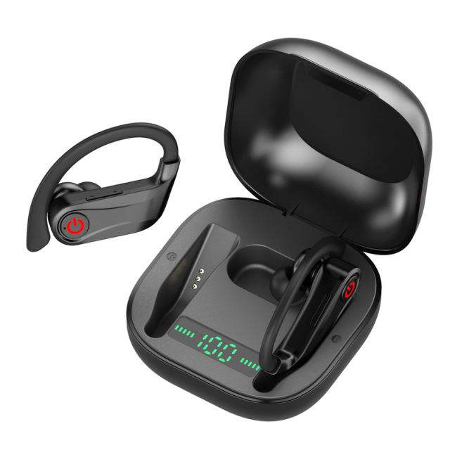 TWS Bluetooth 5.0 Wireless Earphones 6D Stereo Sports ear hook Headphones Waterproof Earbuds Power Display Power HBQ Pro Q62