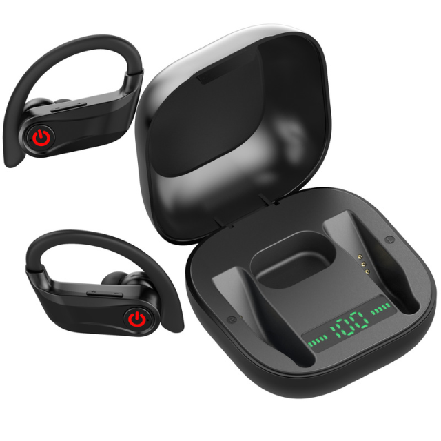 TWS Bluetooth 5.0 Wireless Earphones 6D Stereo Sports ear hook Headphones Waterproof Earbuds Power Display Power HBQ Pro Q62
