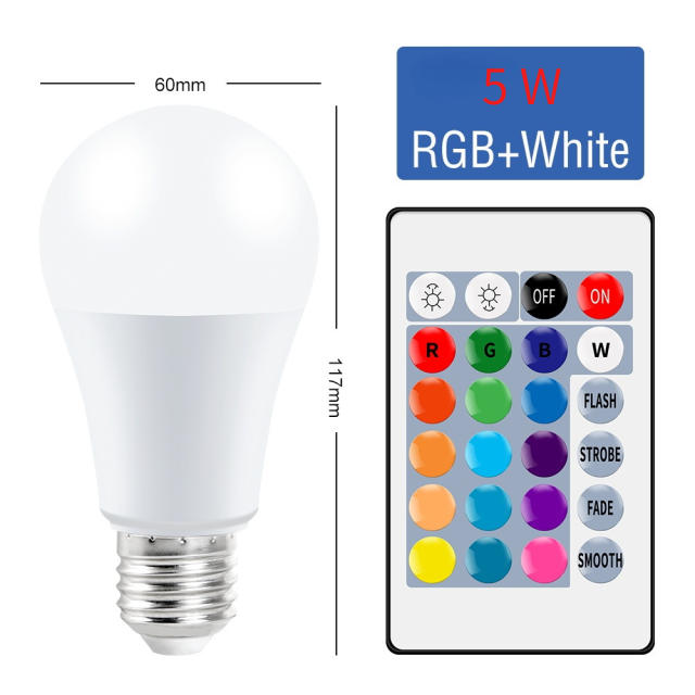 220V E27 RGB LED Bulb Light 15W 10W 5W Changeable Colorful RGBW LED Lamp With IR Remote Control
