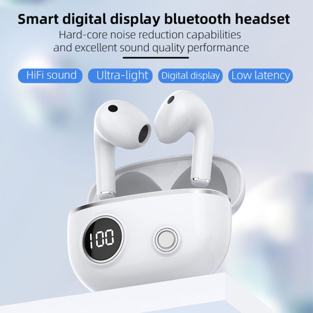APRO8 Wireless Bluetooth Earphones Mini Stereo Sound Headphones TWS Retro Earbuds Power Digital Display Charging Box with Mic