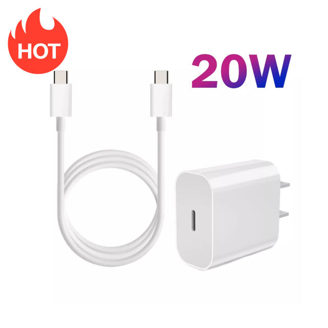 Kit Fuente Cargador 20 W + Cable Tipo C iPhone 11 12 13 14