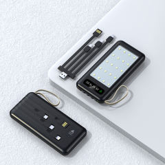 10000mAh Power Bank With Micro USB TYPE C Cable Portable Charger LED Light Outdoor Fast Charging PowerBank External Battery Pack