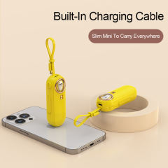 5000mAh Power Bank Type C Fast Charge With Cable Lanyard Mini Portable Charger for iPhone Xiaomi Mobile Phone Emergency Charging Secondary Battery