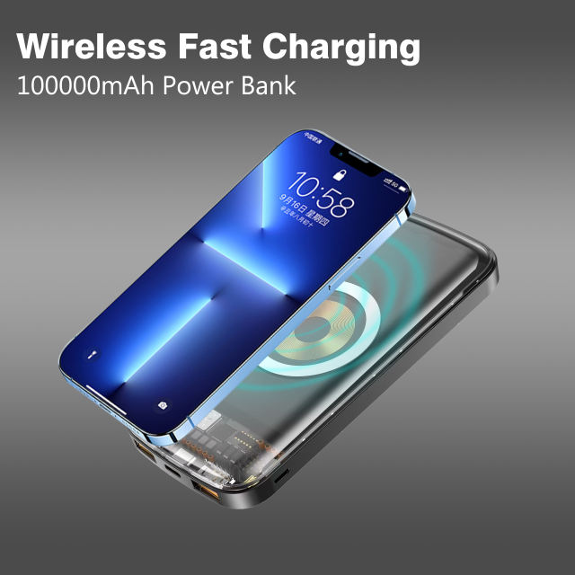 Power Bank Wireless Charging 22.5W 10000mAh Transparent External Battery Pack Mobile Phone Auxiliary Battery For iPhone Xiaomi Samsung