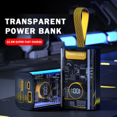 10000mAh Portable Power Bank Transparent 22.5W Fast Charge Backup Battery Pack for iPhone 13 12 Samsung Xiaomi Huawei