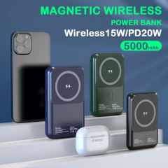 5000mAh Magnetic Power Bank Mini Portable High Capacity Charger 15W Wireless Fast Charging External Battery Pack for iPhone Android