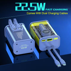 10000mAh Transparent Fast Charging Power Bank Smart Display Screen Portable External Spare Battery Pack for iPhone 14 13 Samsung Xiaomi