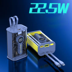 10000mAh Transparent Fast Charging Power Bank Smart Display Screen Portable External Spare Battery Pack for iPhone 14 13 Samsung Xiaomi