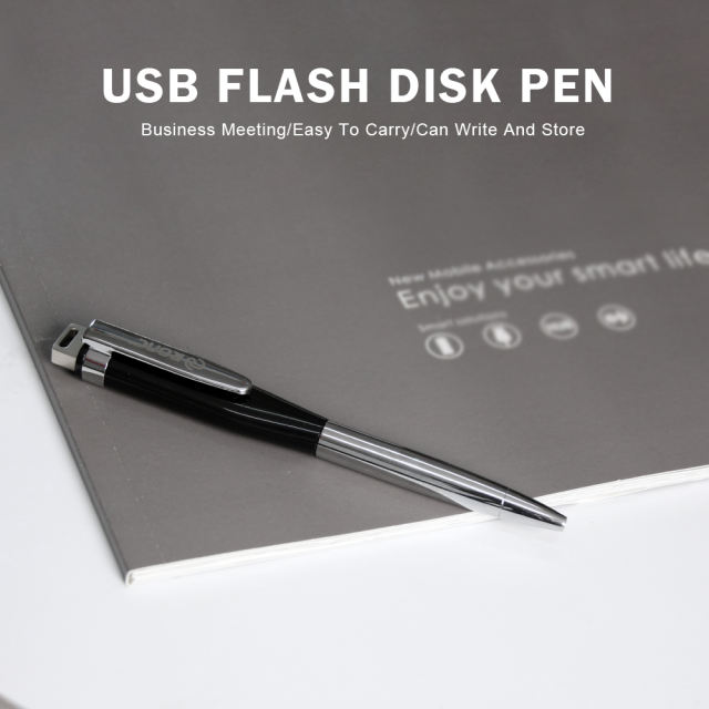 USB Flash Drive 32 GB Ballpoint Pens Metal Pen Drive 64GB Pendrive 128GB 8GB 4GB Flash Memoria Usb Disk for Business Gift