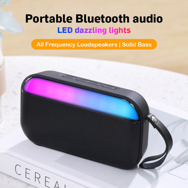 LED Bluetooth Speaker Portable Radio Wireless Bass Subwoofer Music Player Support USB TF FM Radio with Light