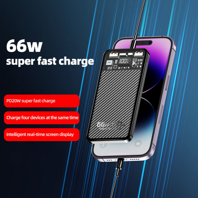 Transparent Desgin Fast Charging Power Bank 10000Mah 20000Mah 22.5W 66W Dual Usb Charge Powerbanks