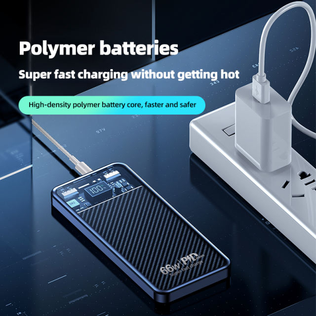 Transparent Desgin Fast Charging Power Bank 10000Mah 20000Mah 22.5W 66W Dual Usb Charge Powerbanks