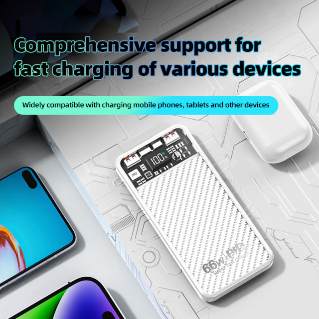 Transparent Desgin Fast Charging Power Bank 10000Mah 20000Mah 22.5W 66W Dual Usb Charge Powerbanks