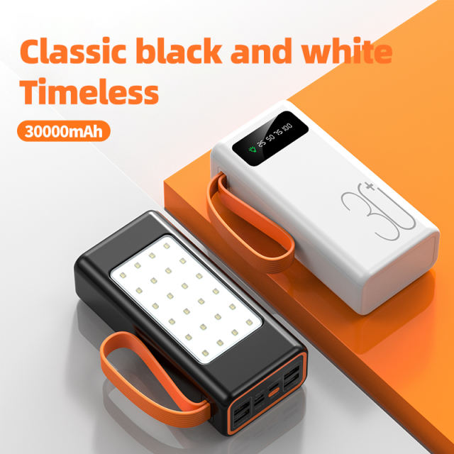 Fast Charging Cell Phone Power Banks Outdoor Hight Capacity 30000Mah Powerbank With Camping Led Light