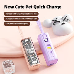 Mini Portable Charger Small Power Bank 5000mAh Battery Pack with Built-in USB C and LT Cables